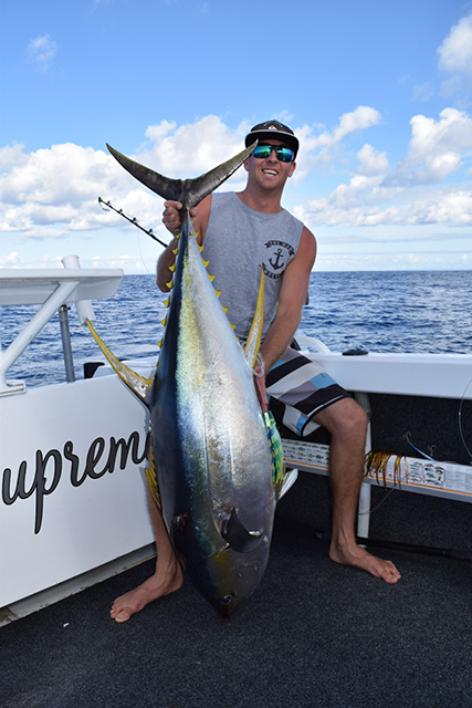 ANGLER: Dane Boyatzis SPECIES: Yellowfin Tuna WEIGHT: 46kg LURE: JB Lures 8" Little Dingo (the best tuna lure in the world)